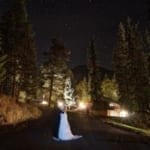 Backlit bride & groom