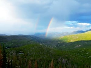 Photo of a Double Rainbow near Lake Haiyaha, One of the Prettiest Estes Park Hikes.